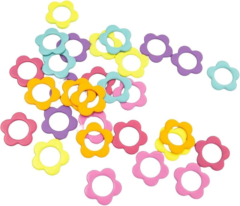 wonofa 50Pcs Flower Metal Stitch Markers,Metal Colorful Crochet Stitch Markers,with Storage Box for Crocheting Clothing Tag DIY Craft Project (Flower-50Pcs) - Image 5